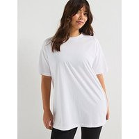 V By Very Curve Oversize Longline T-Shirt - White | Very (UK)