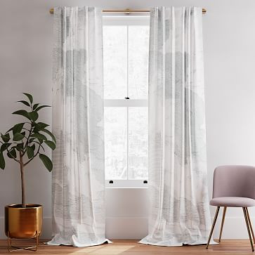 Cotton Canvas Etched Cloud Curtains (Set of 2) - Washed Blue Gemstone | West Elm (US)