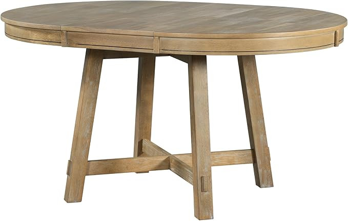Farmhouse Dining Table for Kitchen 58x42 Inch Expandable Oval Table Top with Removable Leaf X Sha... | Amazon (US)