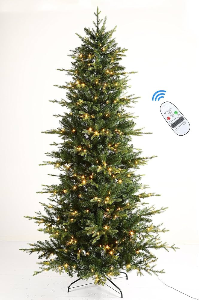 SHareconn 7ft Prelit Aspen Noble Fir Artificial Fake Hinged Christmas Tree with Remote Control,Ti... | Amazon (US)