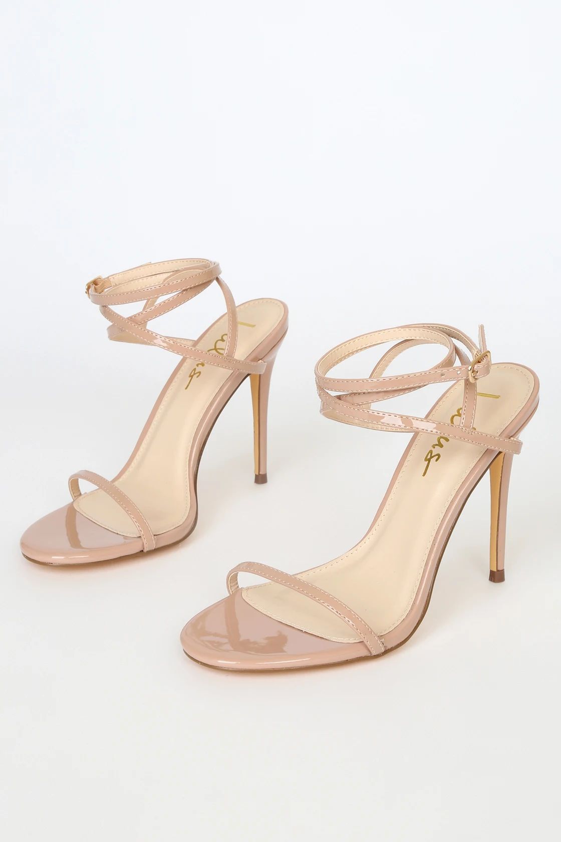 Sydd Light Nude Patent Ankle Wrap High Heel Sandals | Lulus (US)