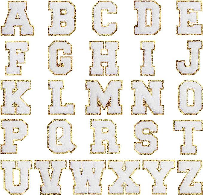 Amazon.com: 26 Pieces A-Z Chenille Glitters Patch Iron On Letters Sew On Embroidered Patches Vars... | Amazon (US)