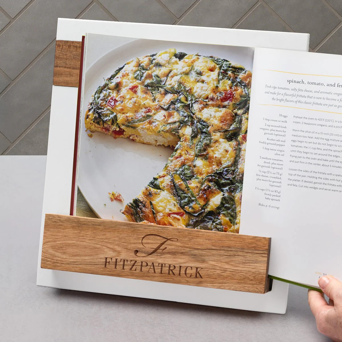 Winslow Custom Cookbook Stand - White Marble & Wood | HomeWetBar.com