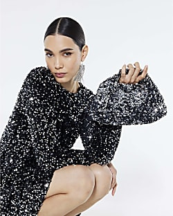 Silver Sequin Clutch Bag | River Island UK & IE