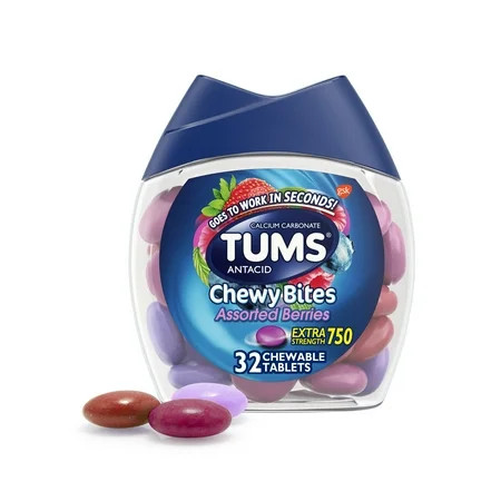 Tums Chewy Bites Heartburn Relief Chewable Antacid Tablets, Berry, 32 Ct | Walmart (US)