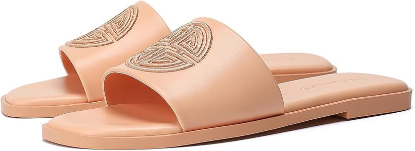 Stratuxx Kaze Womens Flat Sandals Dressy Summer Slide Dress Sandals Comfortable Cute Leather Blac... | Amazon (US)