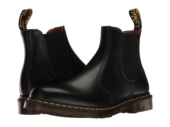 Dr. Martens 2976 Yellow Stitch Smooth Leather Chelsea Boots | Zappos
