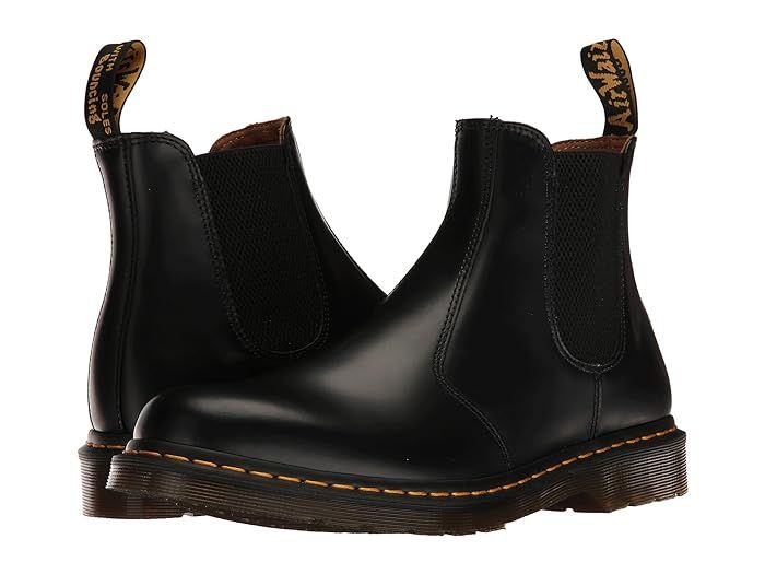 Dr. Martens 2976 Yellow Stitch Smooth Leather Chelsea Boots | Zappos