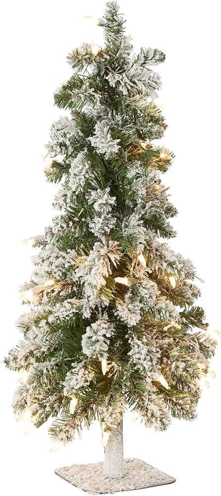 National Tree Company Pre-Lit Artificial Christmas Tree, Snowy Downswept, Green, White Lights, In... | Amazon (US)