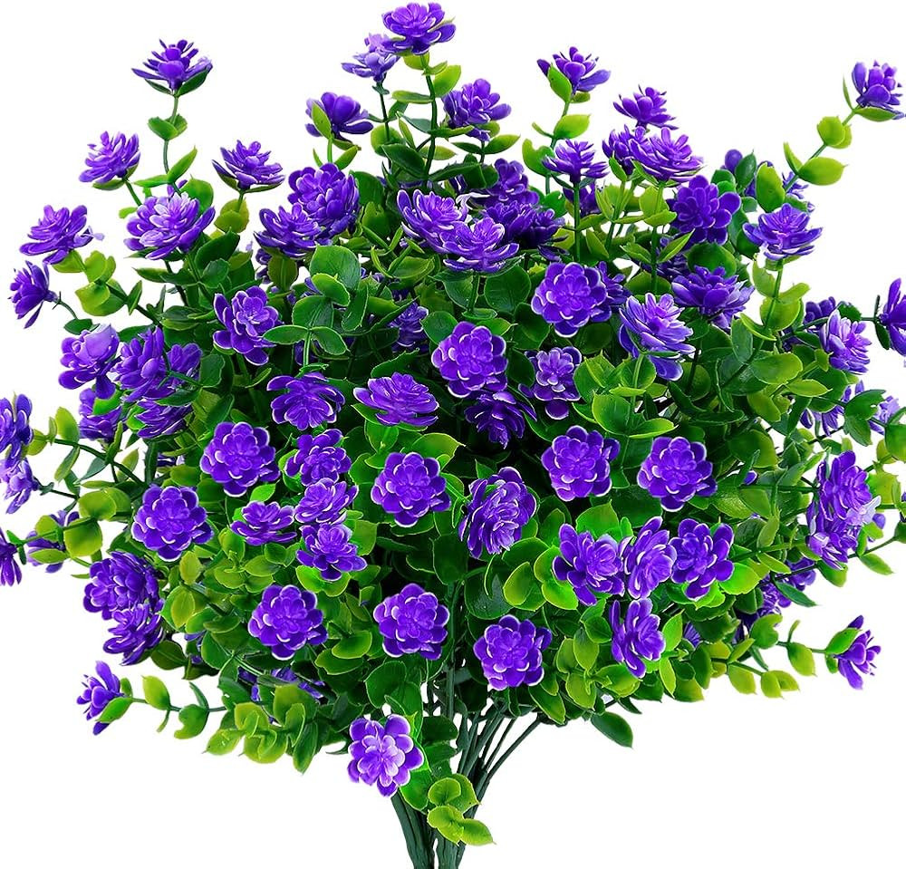 Artificial Flowers Fake Outdoor UV Resistant Boxwood Plants Shrubs 4 Pack, Faux Plastic Greenery ... | Amazon (US)