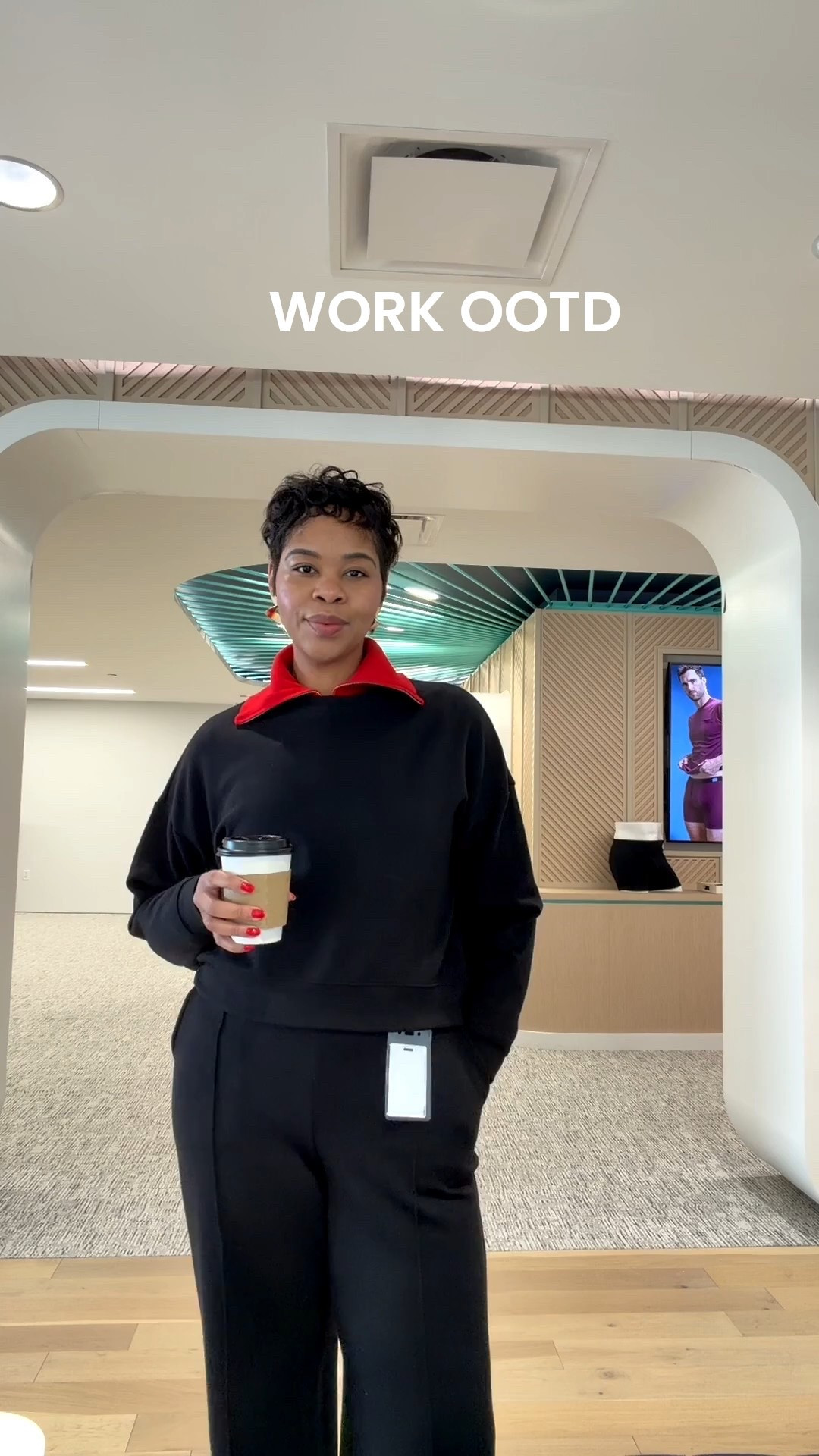 WORK OOTD! Scoop Set (size M) and red quarter zip (size M) 
Size reference: 5’9, Size 10/12

#LTKootd #LTKWorkwear #LTKMidsize
