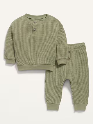 Unisex Thermal-Knit Henley Top and Jogger Pants Set for Baby | Old Navy (US)