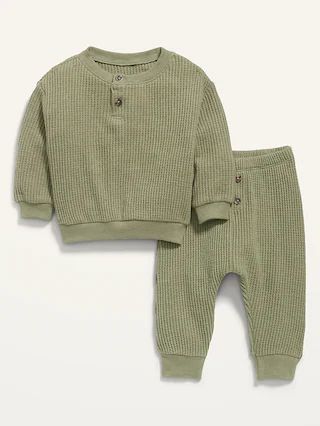 Unisex Thermal-Knit Henley Top and Jogger Pants Set for Baby | Old Navy (US)