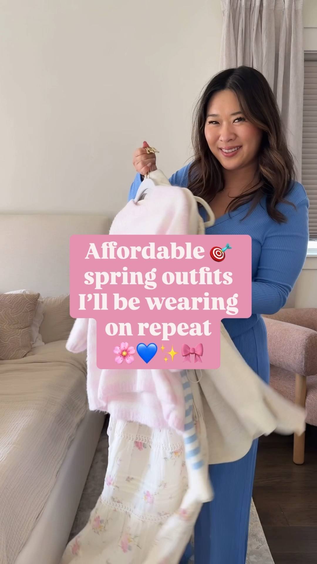 Target spring outfits I am loving! It’s giving Anthropologie, Love Shack Fancy, Varley look for less! 

Blue Cozy Ribbed Set: Medium 
Cream Cardigan: Medium
Floral Jeans: 8
Striped Short Sleeve Sweater: Small
Boyfriend Jeans: 8
Floral Dress: Small
Blue Striped Cardigan: Large
Zip Up Athleisure Jacket: Medium
Leggings: Mediumm