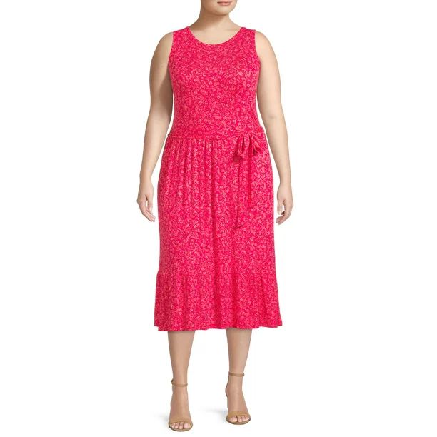 Terra & Sky Women's Plus Size Belted Knit Tank Dress | Walmart (US)