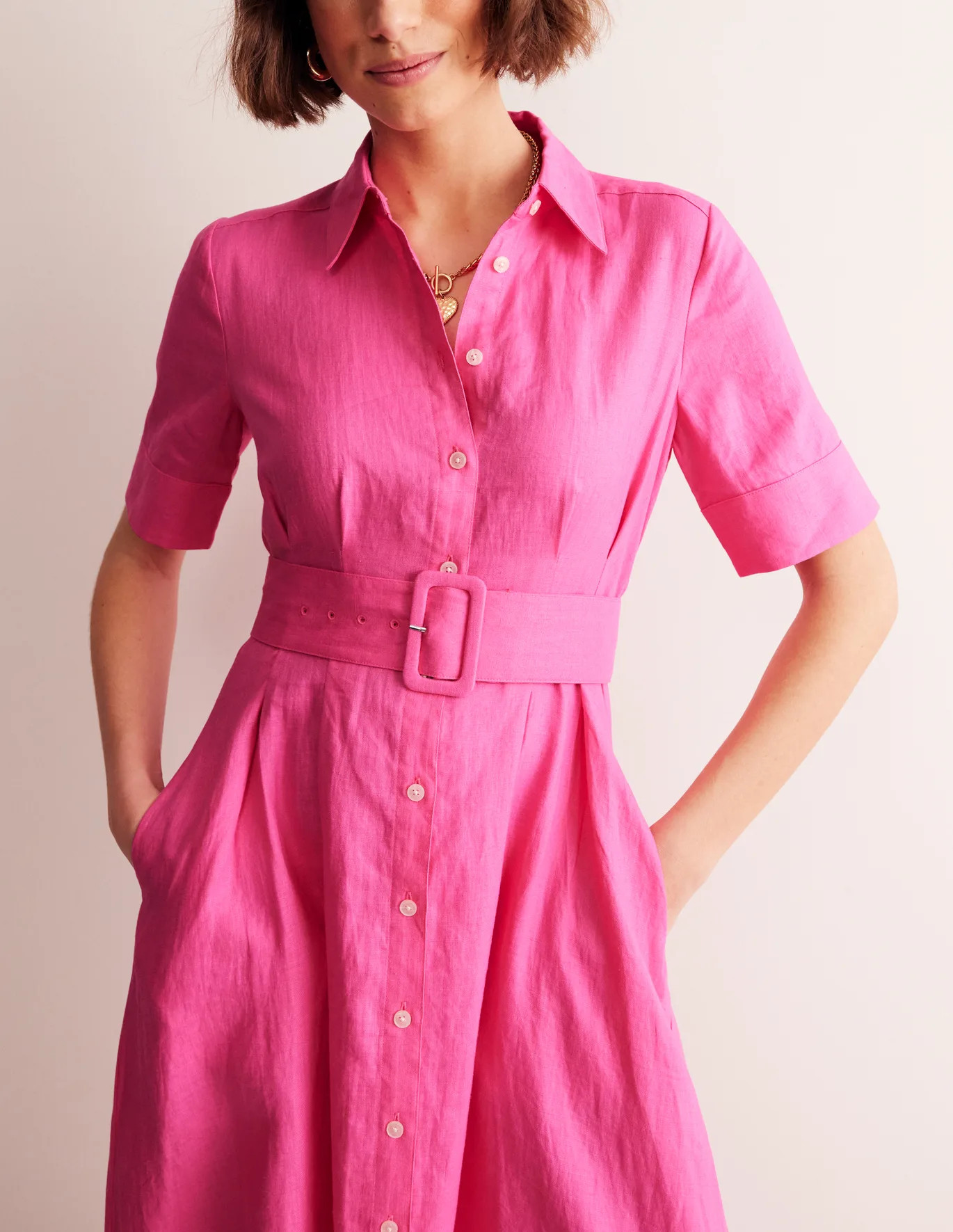 Louise Linen Midi Shirt Dress | Boden UK