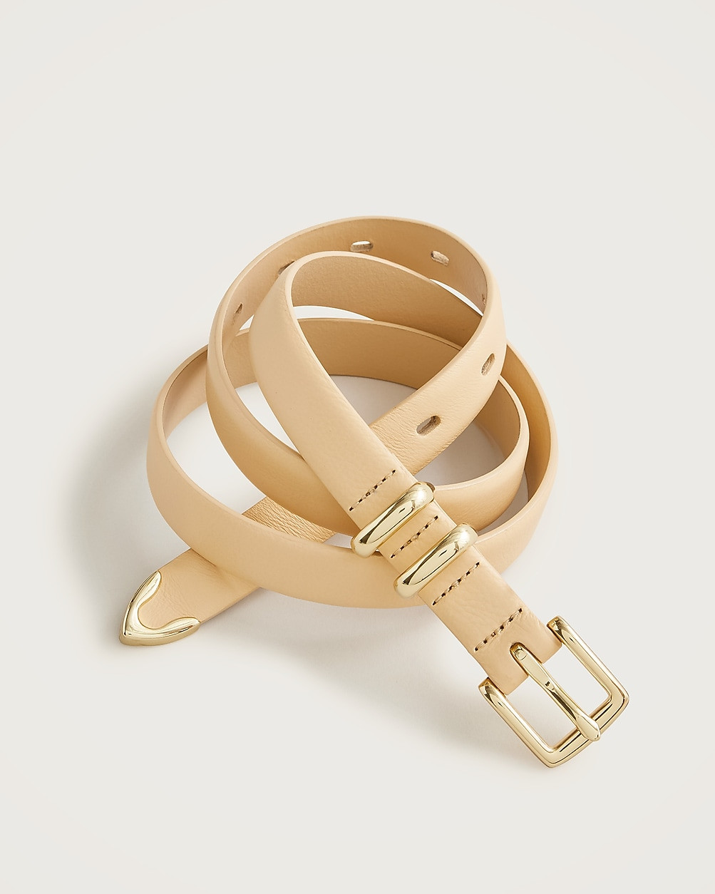 Thin leather belt with metal tip | J. Crew US