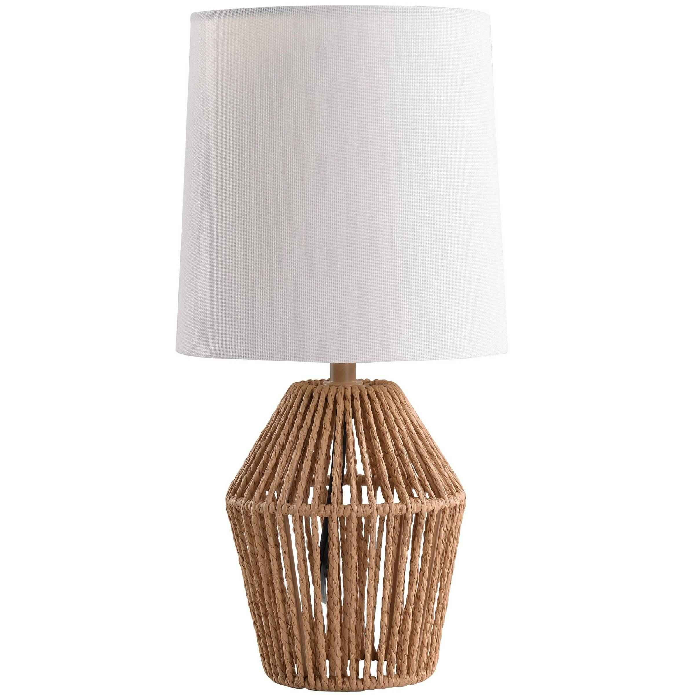 Mainstays Mini Rattan Table Lamp with Shade 12.75"H- Natural Color Finish and Boho Style | Walmart (US)