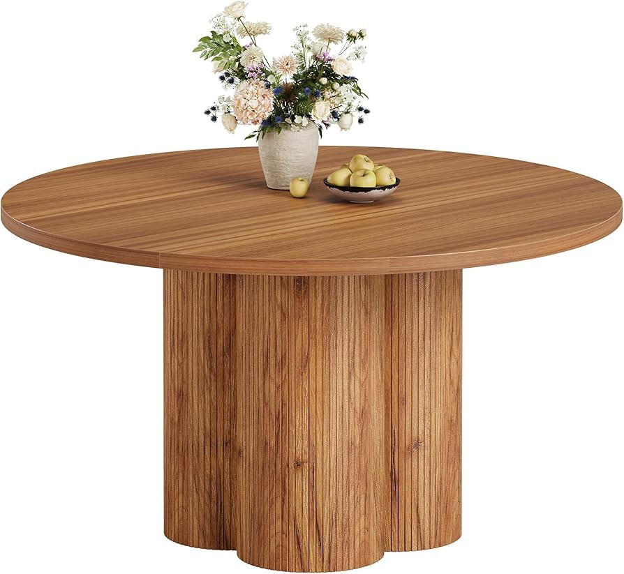 Tribesigns Round Dining Table for 4-6, 47 Inch Farmhouse Fluted Kitchen Dining Room Table Circle ... | Amazon (US)