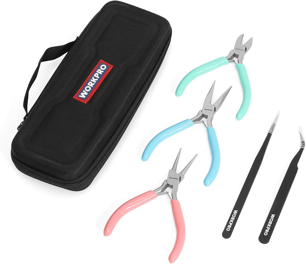 WORKPRO 5-piece Jewelry Pliers, Jewelry Tools Kit Includes Round Nose Pliers, Jewelry Wire Cutter... | Amazon (US)
