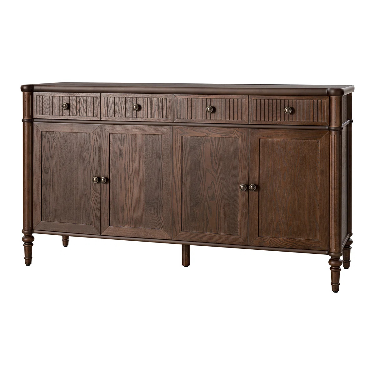 Martha Derk Transitional 58" W 4-Door 2-Drawer Fluted Sideboard with Adjustable Shelves and Cable... | Wayfair North America
