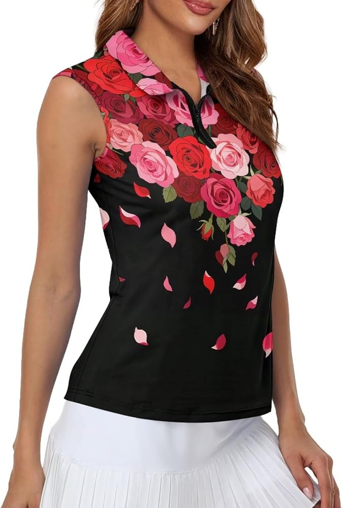 Women's Sleeveless Golf Shirts Moisture Wicking Tennis Shirt Quick Dry 1/4 Zip Sports Tank Top Co... | Amazon (US)