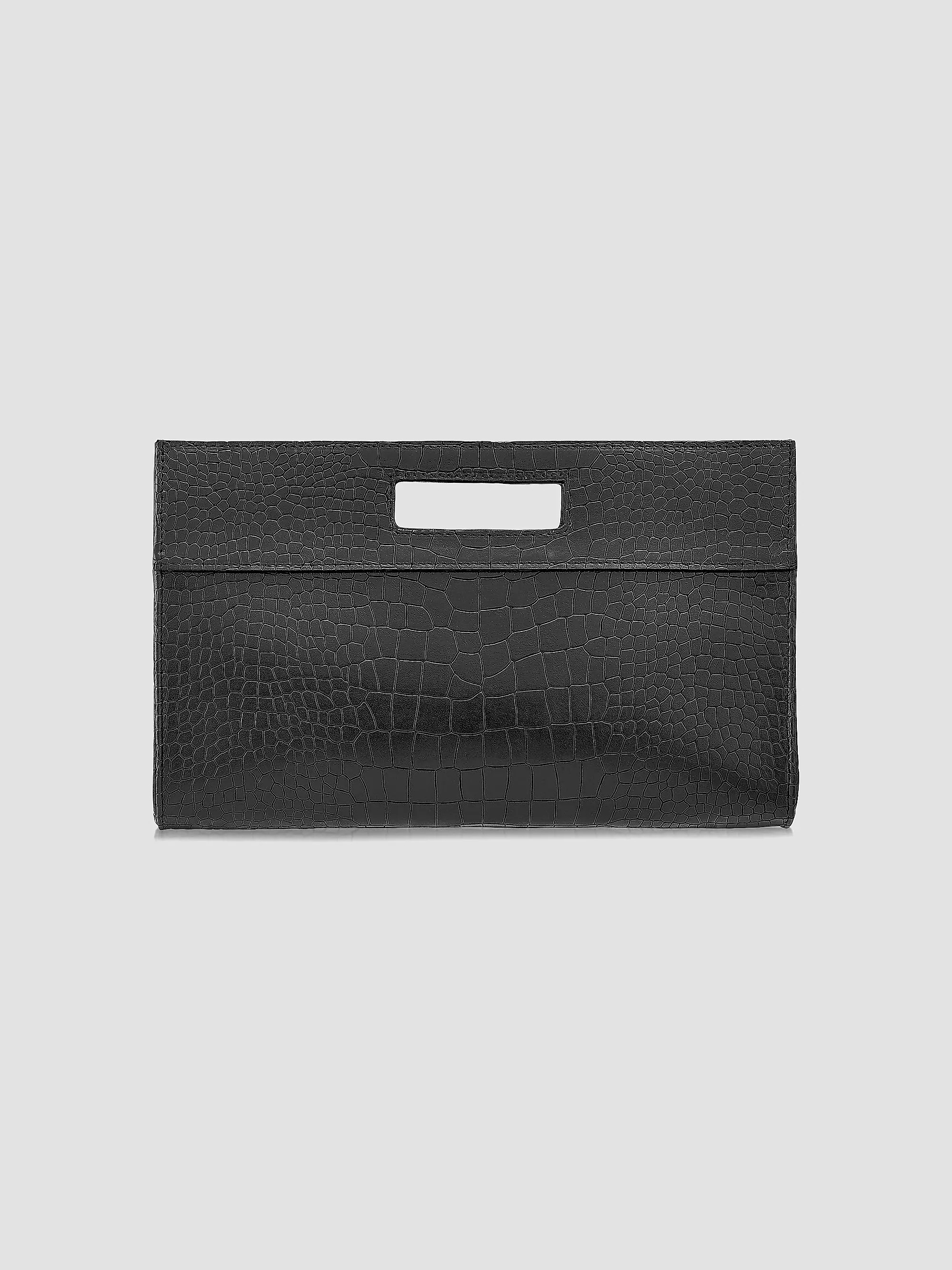 GiGi New York Remy Croc-Embossed Leather Clutch | Saks Fifth Avenue | Saks Fifth Avenue