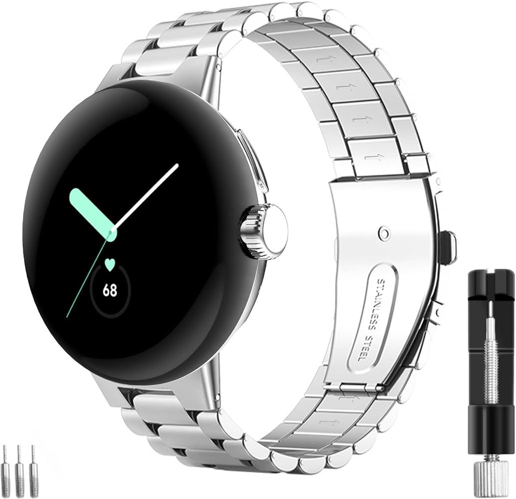 Aresh Compatible with Google Pixel Watch Band Women Men, Stainless Steel Adjustable Metal No Gap ... | Amazon (US)