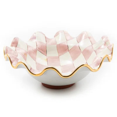 Rosy Check Medium Ceramic Fluted Serving Bowl | Wayfair North America