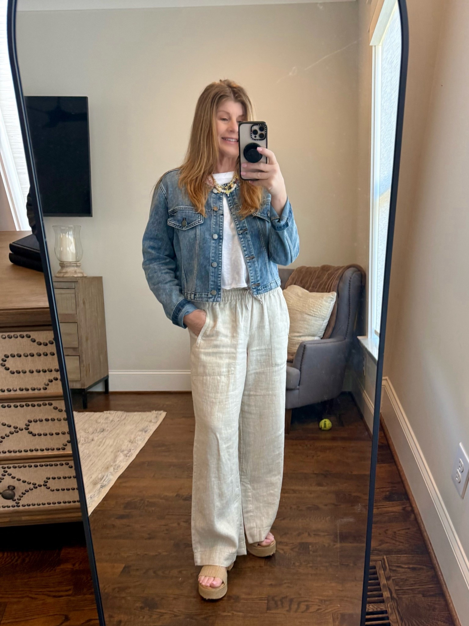 Athleta’s Linen Pant 40% off + an extra 10% off at checkout @athleta
- High Waisted Wide Leg Pant
- Front Zip Pockets
- Slits on the Side
#linenpant #springpant #vacationpant #easyoutfit #casualoutfit #LTKOver50 #momover50
* Denim Jacket & White Tee are from local boutiques. But I have linked similar options. 

#LTKTravel #LTKootd #LTKSaleAlert