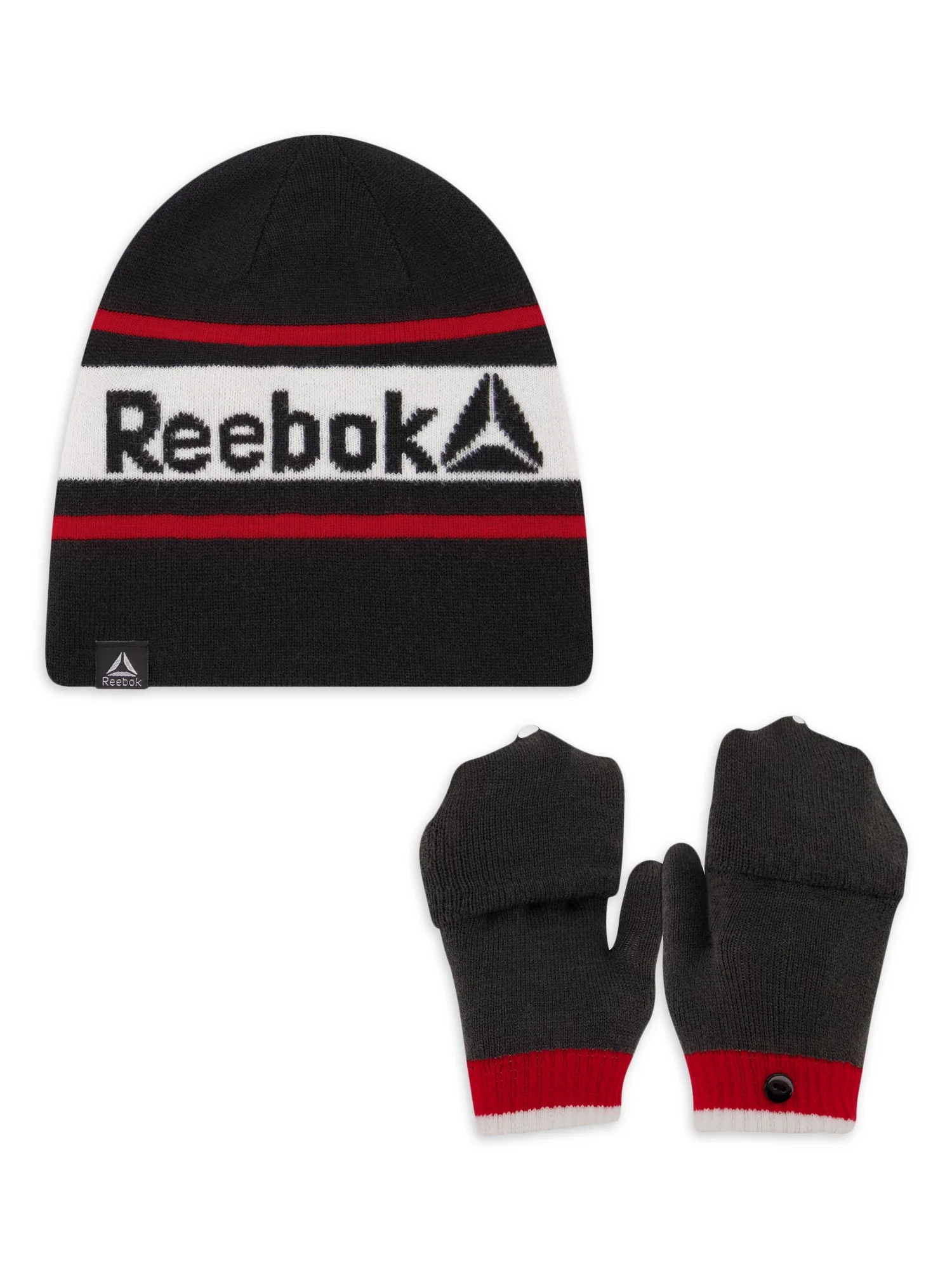 Reebok Boys Reversible Beanie with Pop Top Mittens Set | Walmart (US)