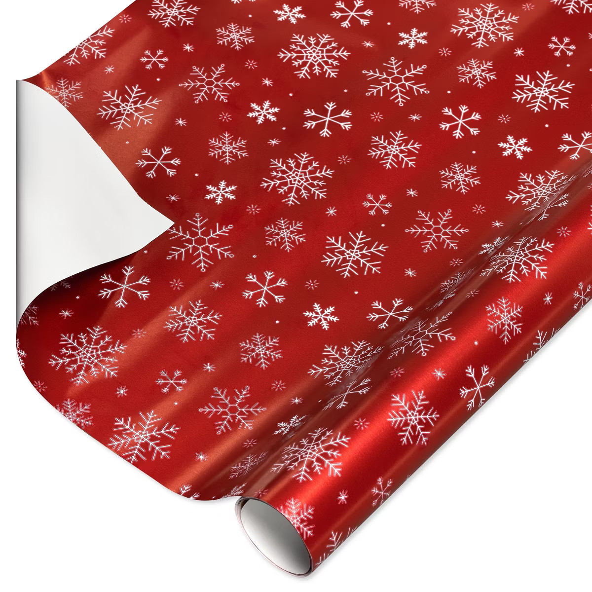 20 sq ft White Snowflakes Foil Christmas Wrapping Paper | Target