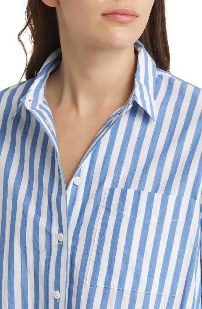 The Signature Poplin Springy Stripe Oversize Button-Up Shirt | Nordstrom