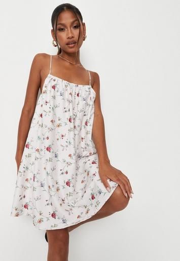 Light Pink Floral Print Cami Swing Dress | Missguided (US & CA)