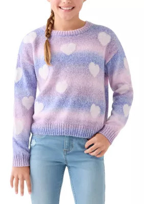 Derek Heart Girls 7-16 Ombre Heart Sweater, Purple | Belk