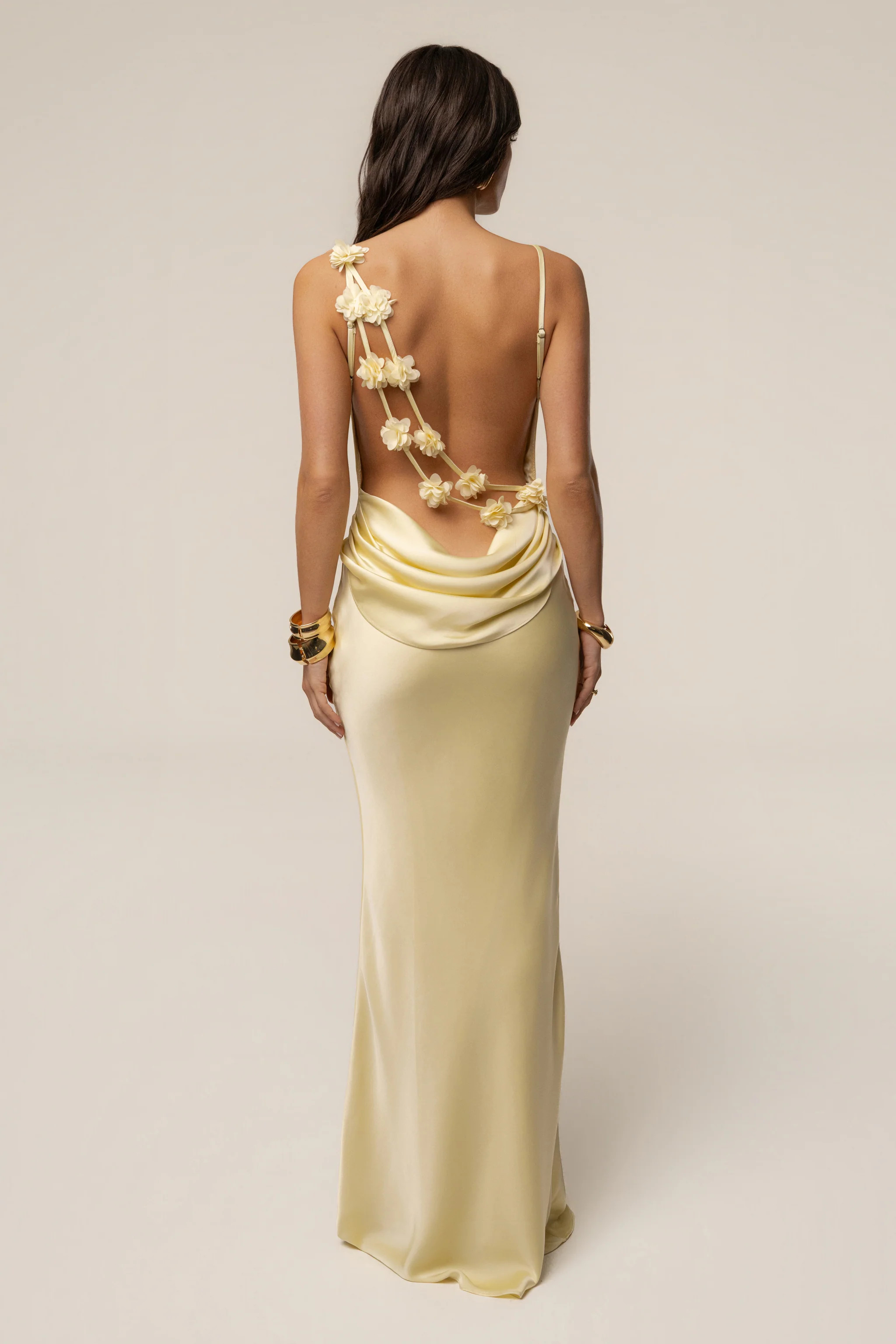 Yellow Down The Aisle Satin Gown | JLUXLABEL US