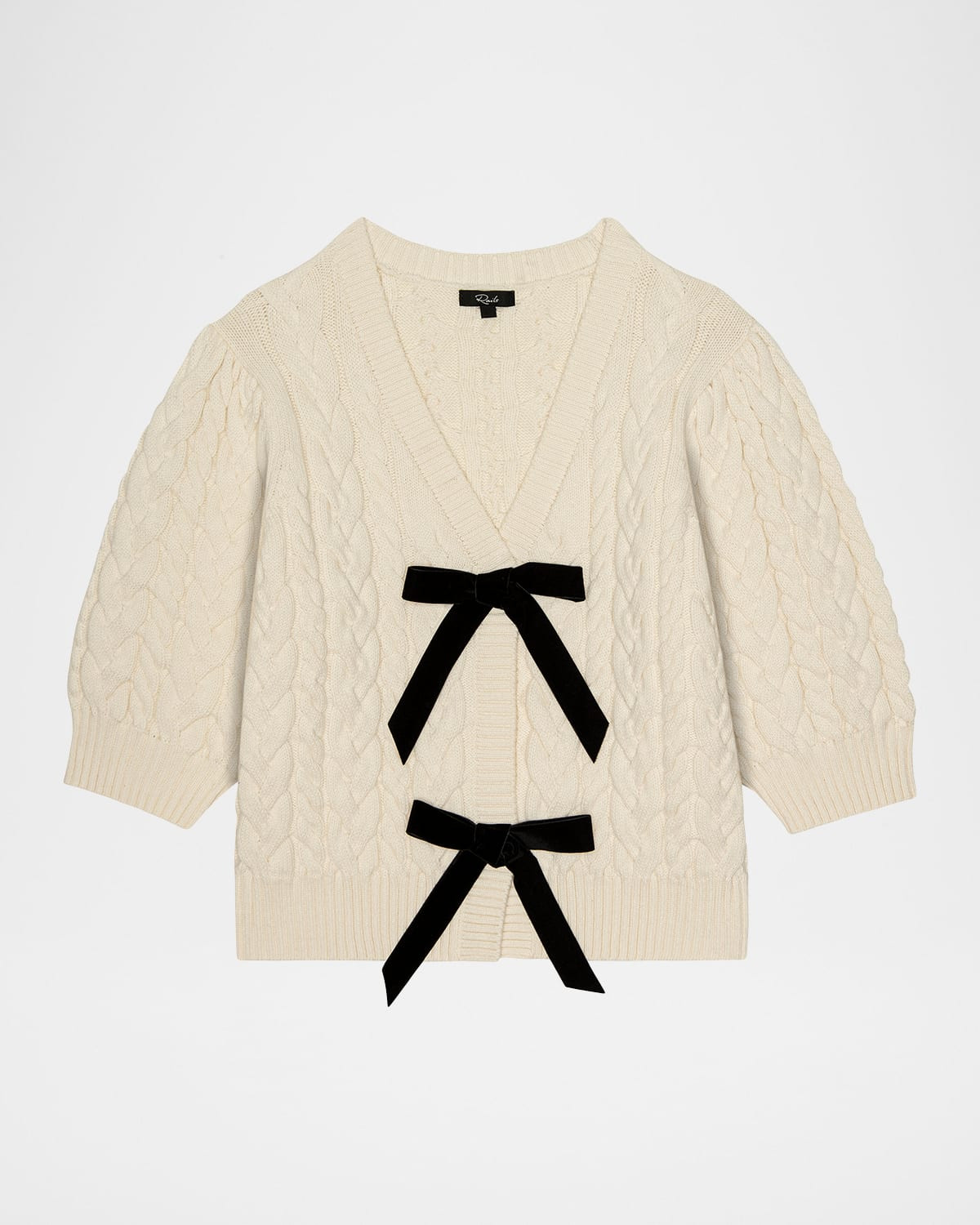 Clarissa Cable-Knit Bow-Front Sweater | Neiman Marcus