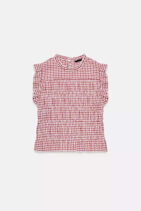SMOCKED GINGHAM TOP | Zara US