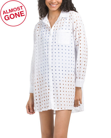 Eyelet Oversized Shirt Cover-up | TJ Maxx