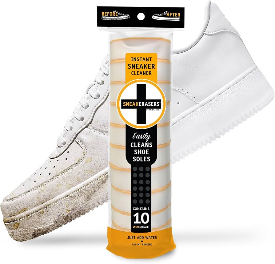 SneakERASERS Sole & Sneaker Cleaner, Premium Shoe Cleaner for Sneakers, Dual-Sided Sponges, Effective for Tennis Shoes & Women Men Sneakers, Gentle Rub Design Cleaner Kit, 10 Pack | Amazon (US)