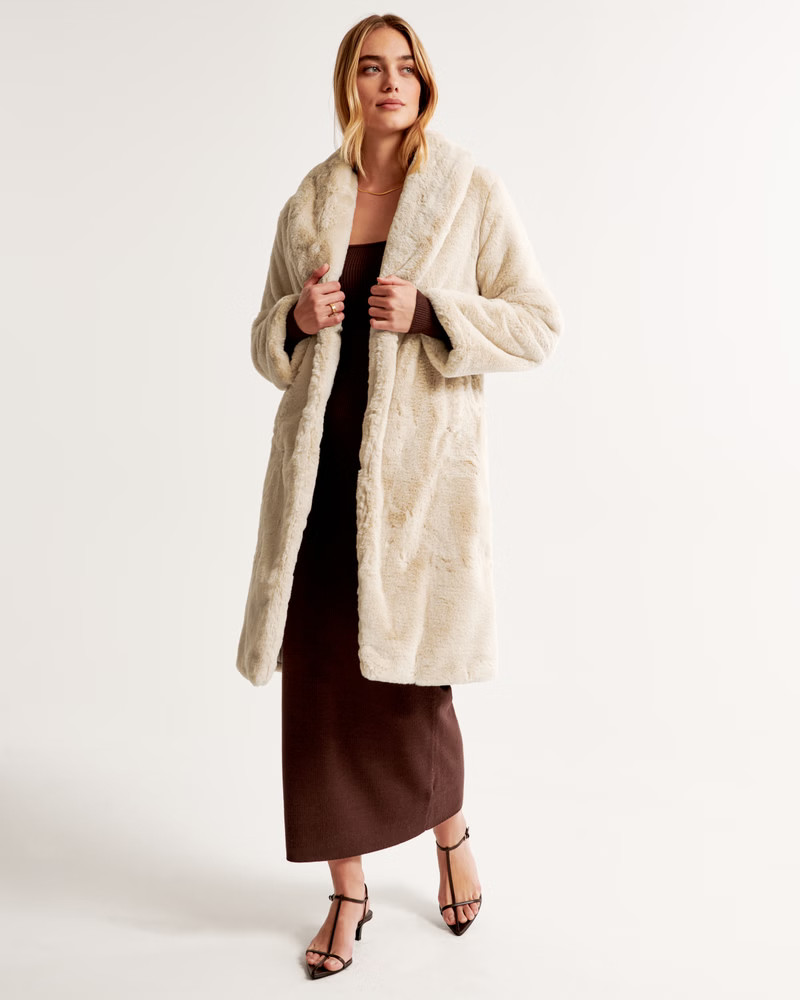 Faux Fur Long-Length Coat | Abercrombie & Fitch (US)