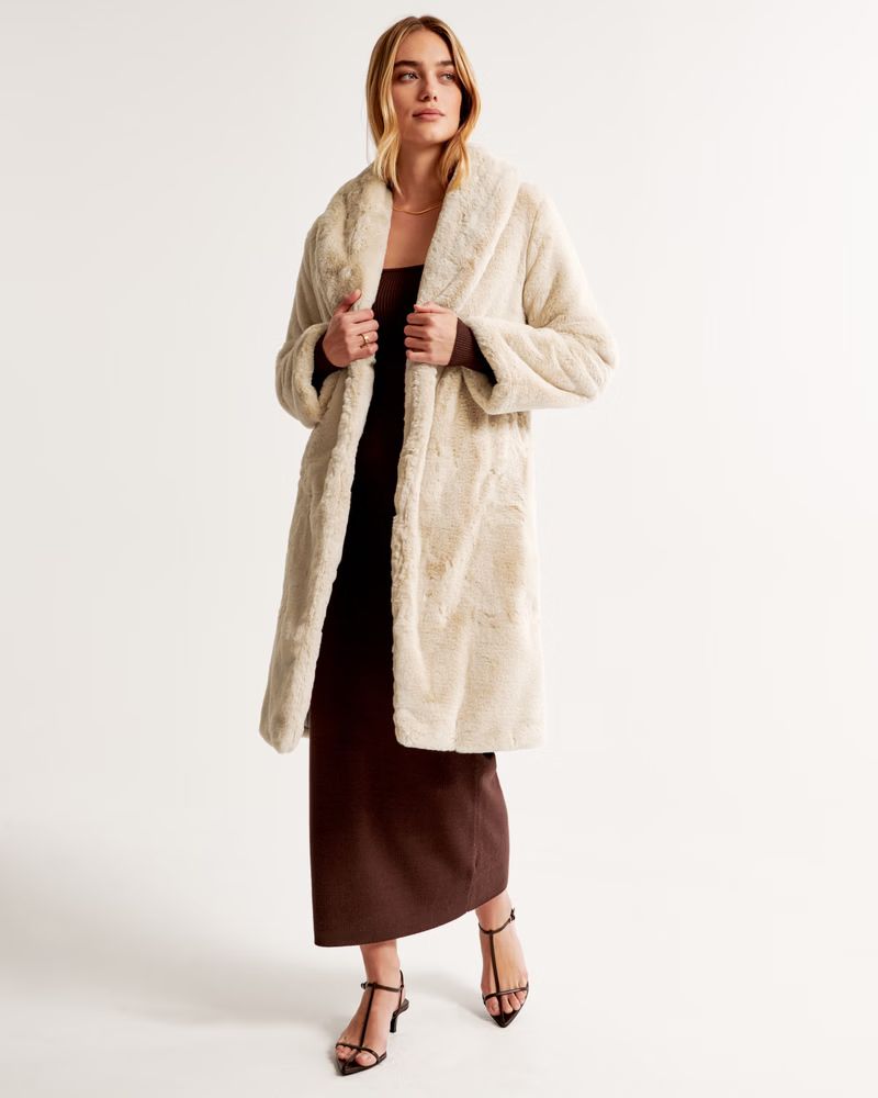 Women's Faux Fur Long-Length Coat | Women's Coats & Jackets | Abercrombie.com | Abercrombie & Fitch (US)