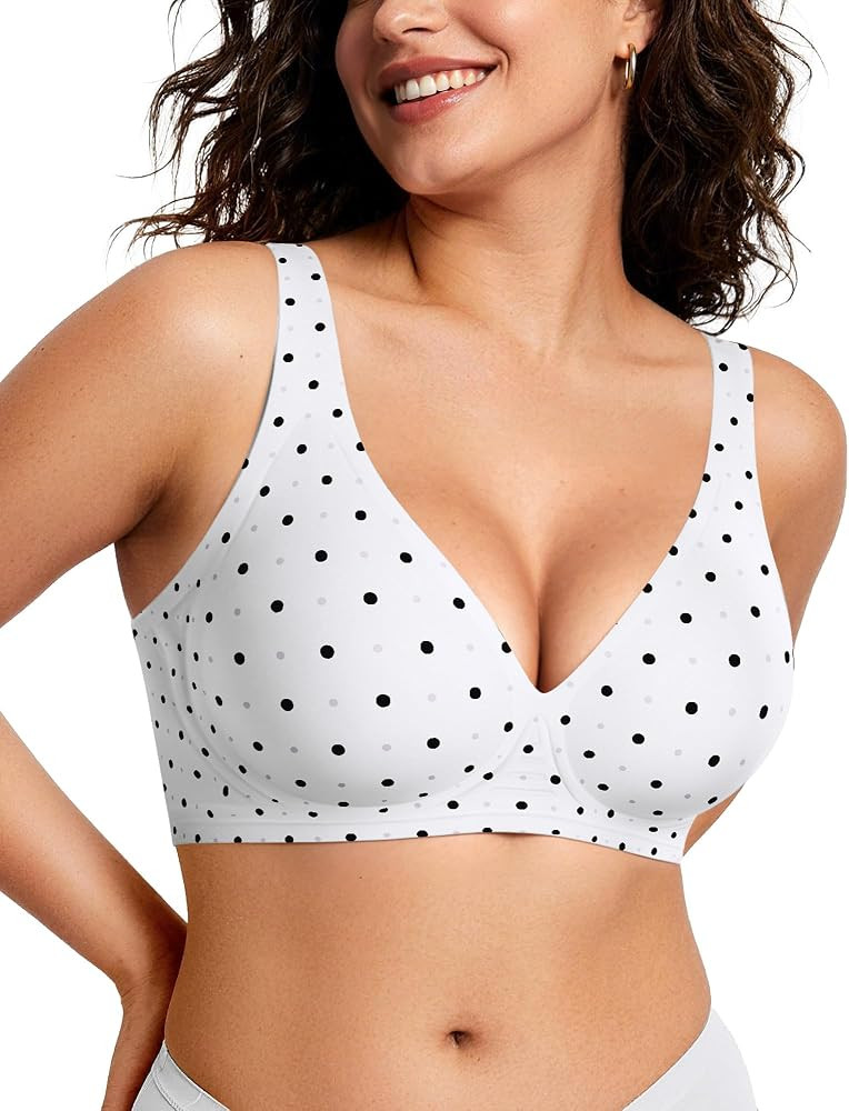 OEAK Womens Jelly Bras Wireless Deep V Bralette Comfy Push Up Tshirt Bras | Amazon (US)