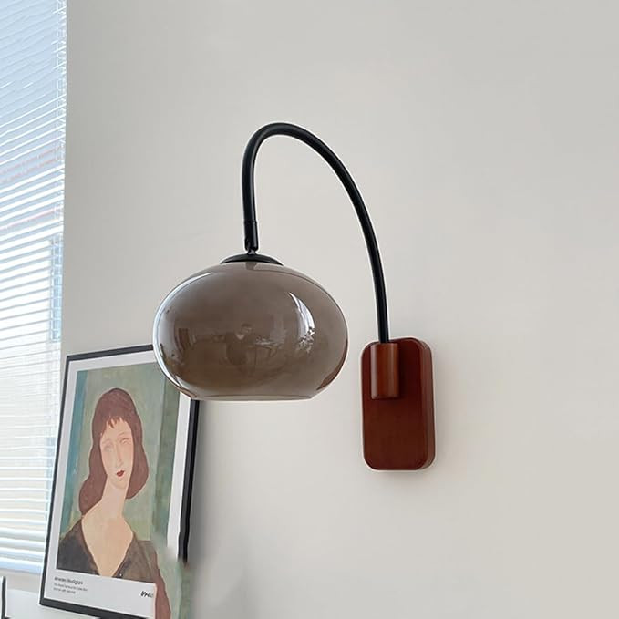 Modern Decoration Wall Sconce Mid Century with White Milk Glass Vintage Industrial Wood Wall Ligh... | Amazon (US)