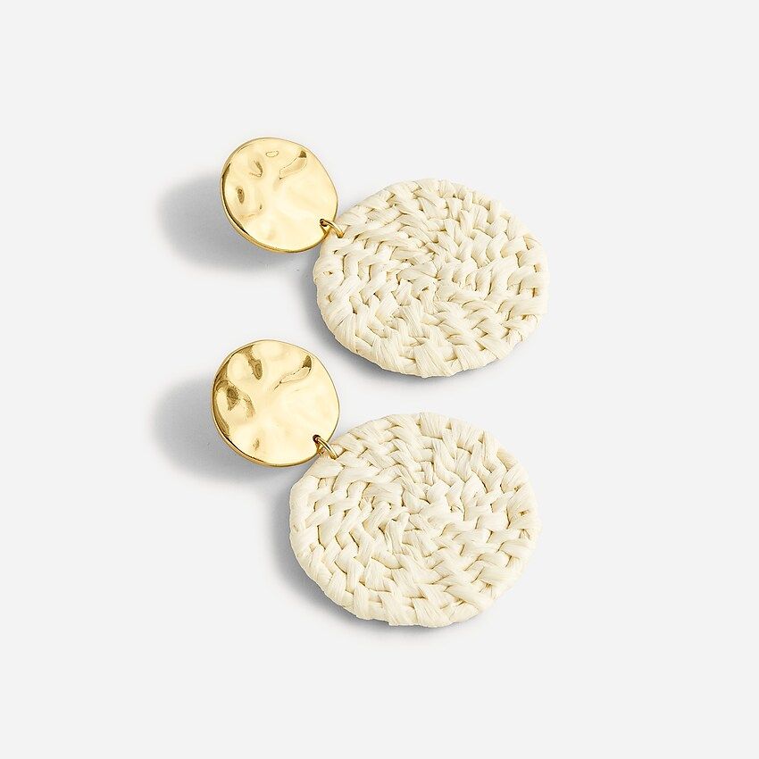 Metal-and-raffia disc earrings | J.Crew US