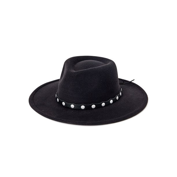 No Boundaries Adult Women's Black Studded Band Fedora - Walmart.com | Walmart (US)