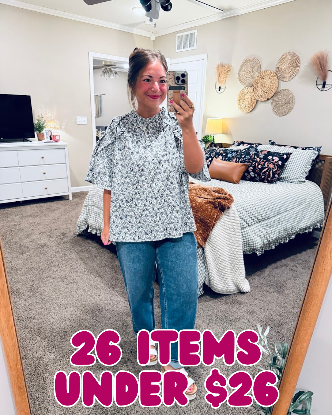 Today’s 26 Under $26 finds are here! 💙 I’m sharing 26 affordable picks, including this Walmart blouse for only $22.98. Such a cute option for a classroom outfit or a casual fall day! 

 