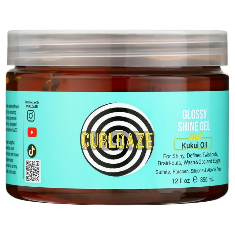 CurlDaze Glossy Shine Gel with Kukui Oil 12Oz, Moisturizing, Unisex - Walmart.com | Walmart (US)