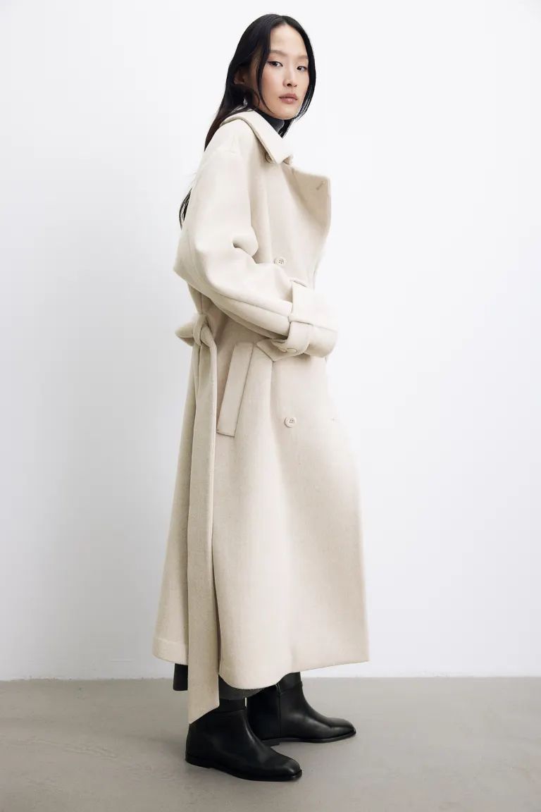 Wool-blend Trench Coat - Light beige - Ladies | H&M US | H&M (US + CA)