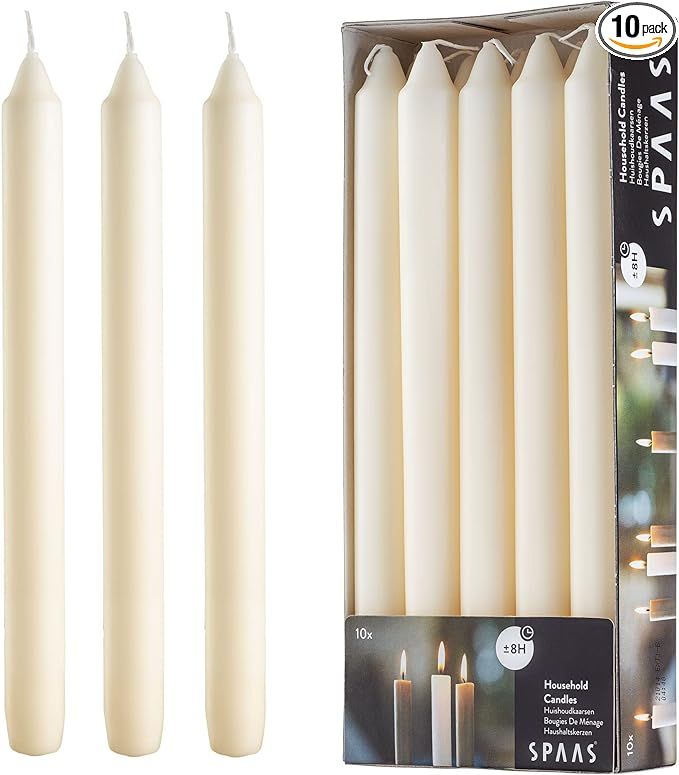 9.5 Inch Ivory Taper Candles - Set of 10 Cream Candlesticks - Dripless Ivory Candlesticks for Din... | Amazon (US)